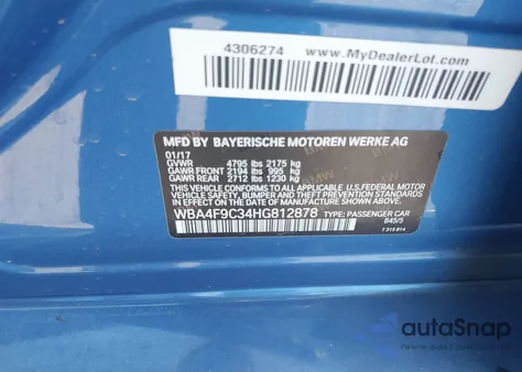 2017 BMW 430I Gran Coupe xDrive from USA, damaged, VIN WBA4F9C34HG812878